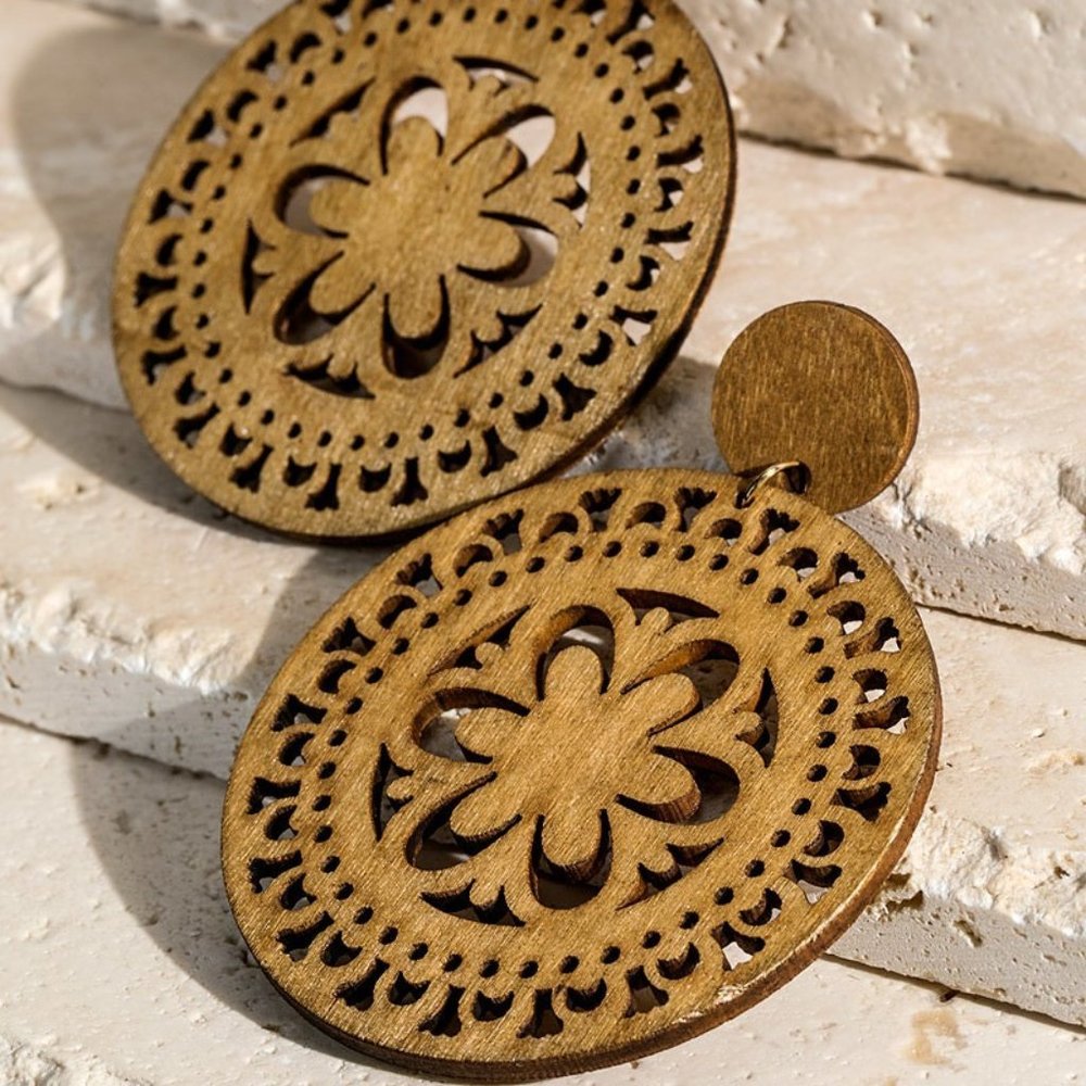 Wood earrings bohemian style jewelry